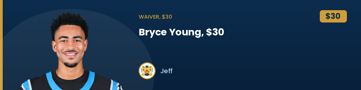 Waiver, $30: Bryce Young, $30