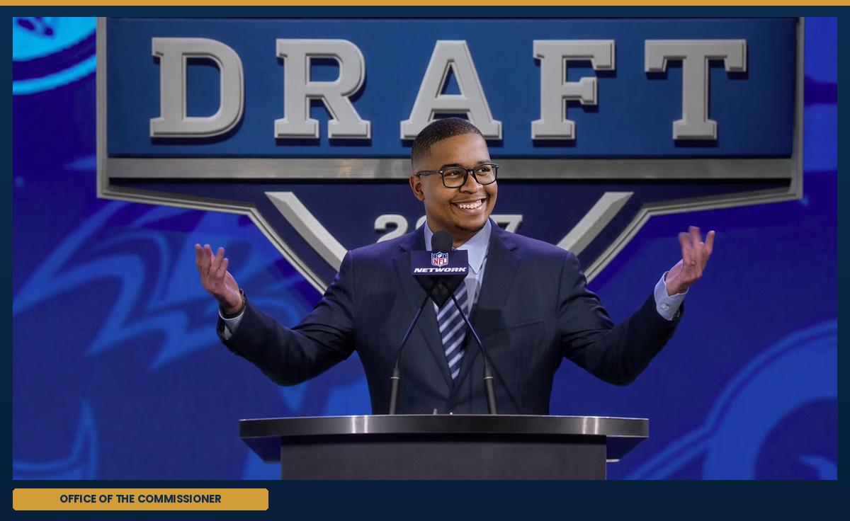 The commissioner, at the podium.