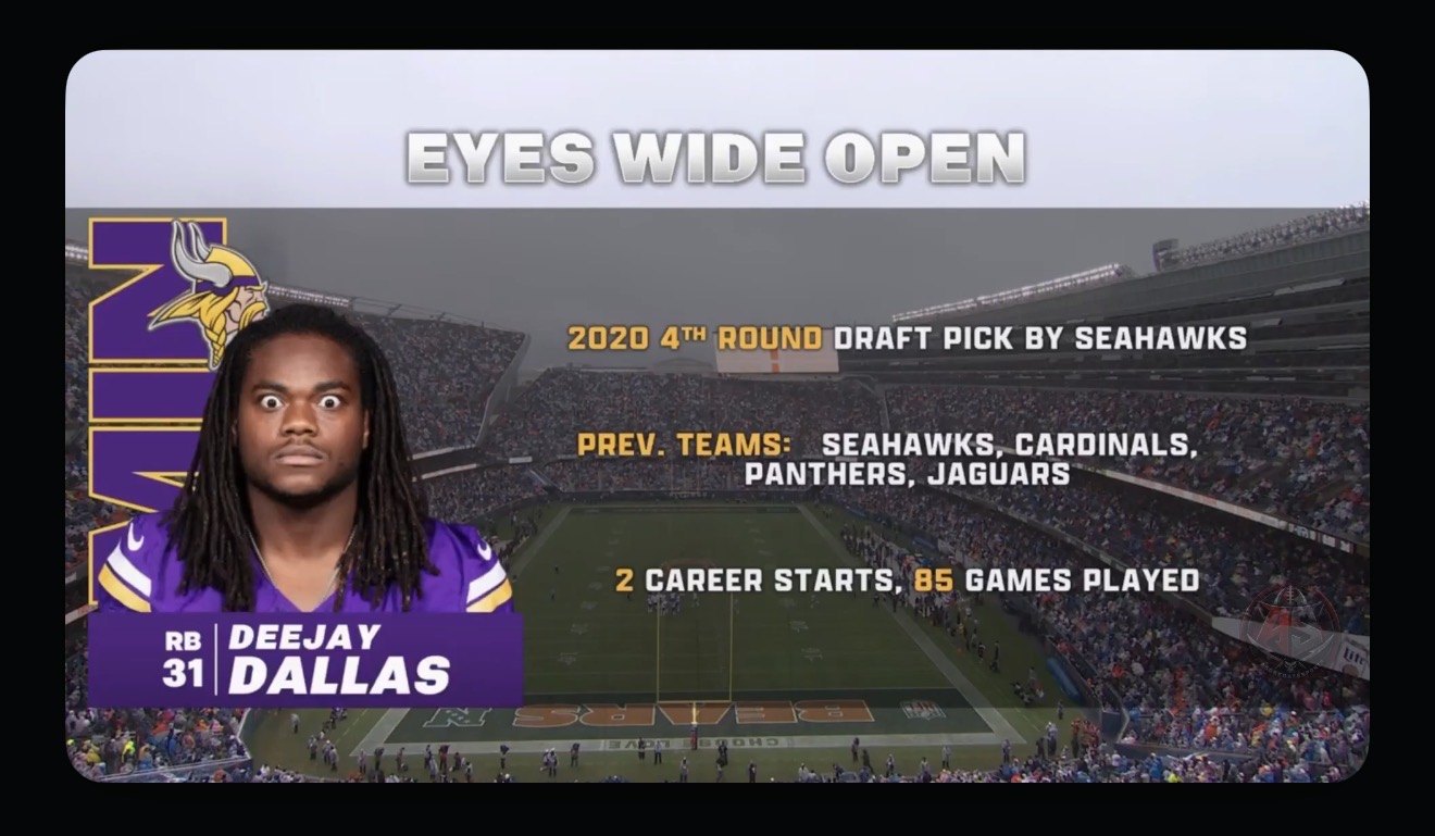 DeeJay Dallas's wide-eyed headshot on the broadcast graphic.