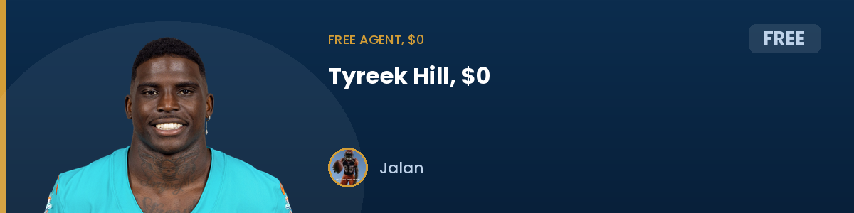 Free agent, $0: Tyreek Hill, $0