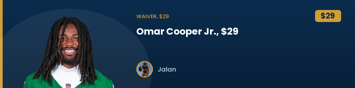 Waiver, $29: Omar Cooper Jr., $29